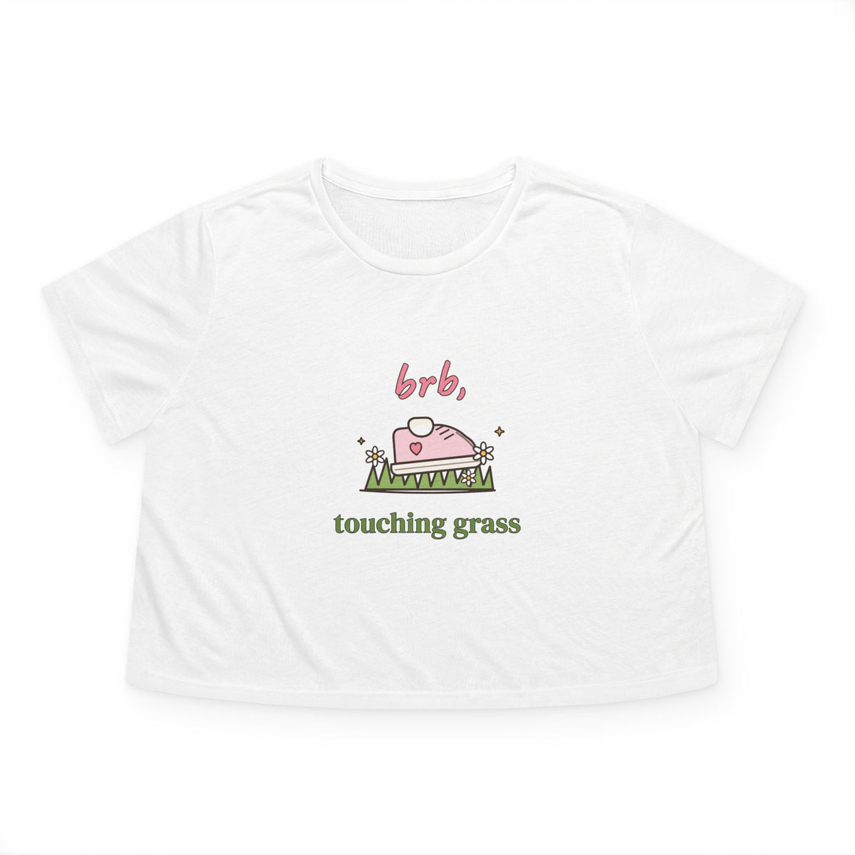 BRB, Touching Grass Cropped Tee